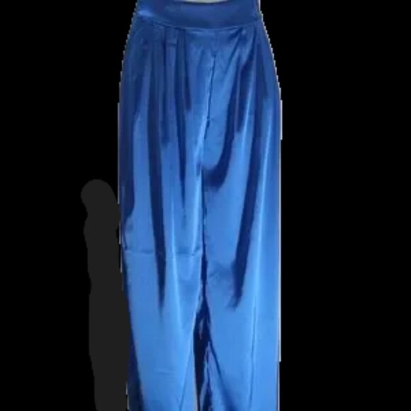 SHEIN M, SATIN BLUE FULD'S PANTS - Picture 9 of 9